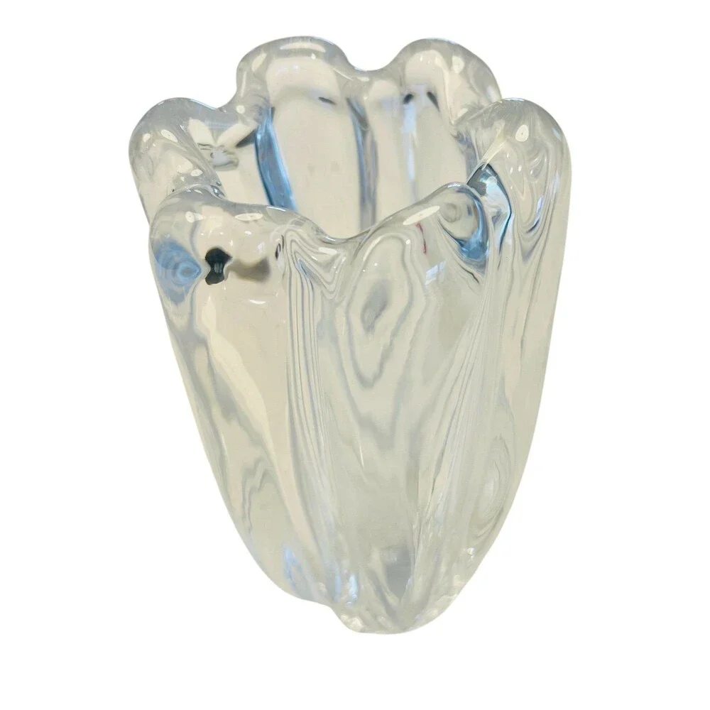 Signed Orrefors “Waterfall” Vase Edvin Öhrström 1940s Swedish Crystal MCM 8”